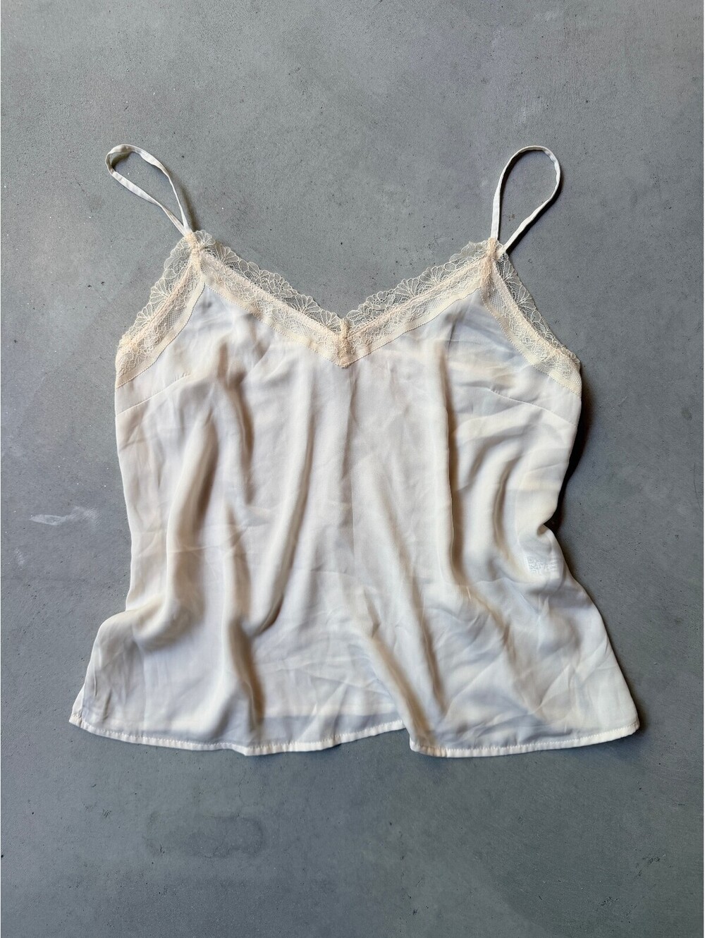 Old Navy Ivory Satin Lace Trim Camisole | Lingerie-Inspired Cami M